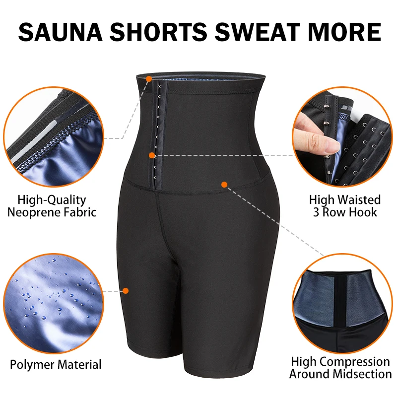 Sauna Body Shaper Pants Sweat Effect Slimming High Waist Trainer Panties Short Shapewear Workout Gym Leggings Fitness Shorts