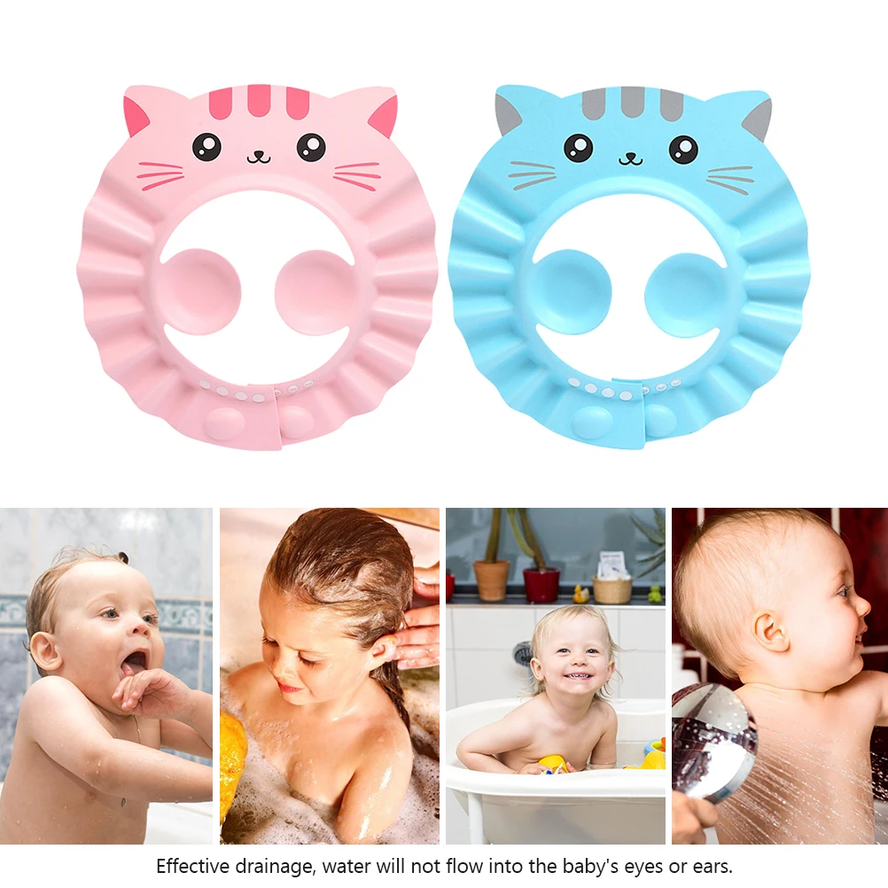 

2 pcs Baby Waterproof EVA Bath Cap Infant Shampoo Hat Drainage Protect Eyes Ears Easy Clean Shower Visor Toddler Bathing