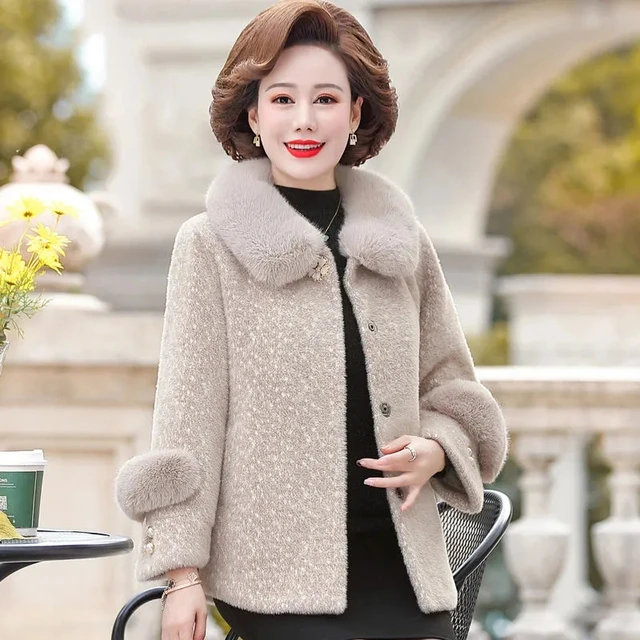 High grade Mother s Winter Imitation Mink Velvet Woolen Coat Thick Cotton Padded Short Coats Middle aged Women s Winter Jackets AliExpress