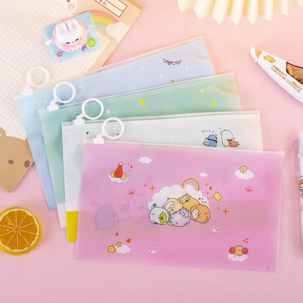 Large Capacity Pvc Zipper Pouch Waterproof Zipper Type File Bag Cartoon Portable Zip File Folders Test Paper