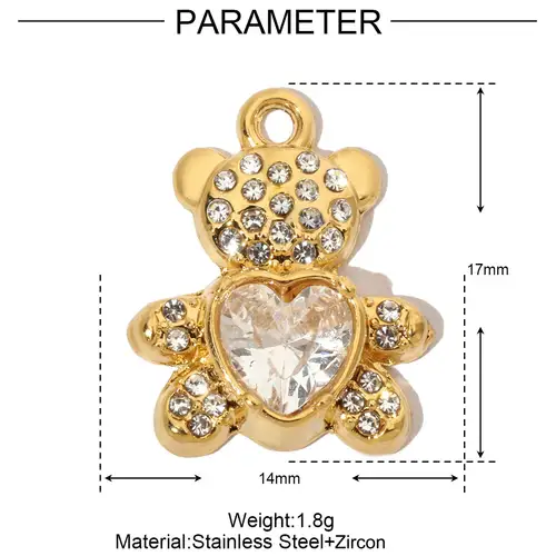 3pcs/Lot Stainless Steel Zircon Bear Paw DIY Bracelet Charm Heart Key Star Moon Necklace Pendant Woman Bowknot Jewelry Wholesale - Image 11