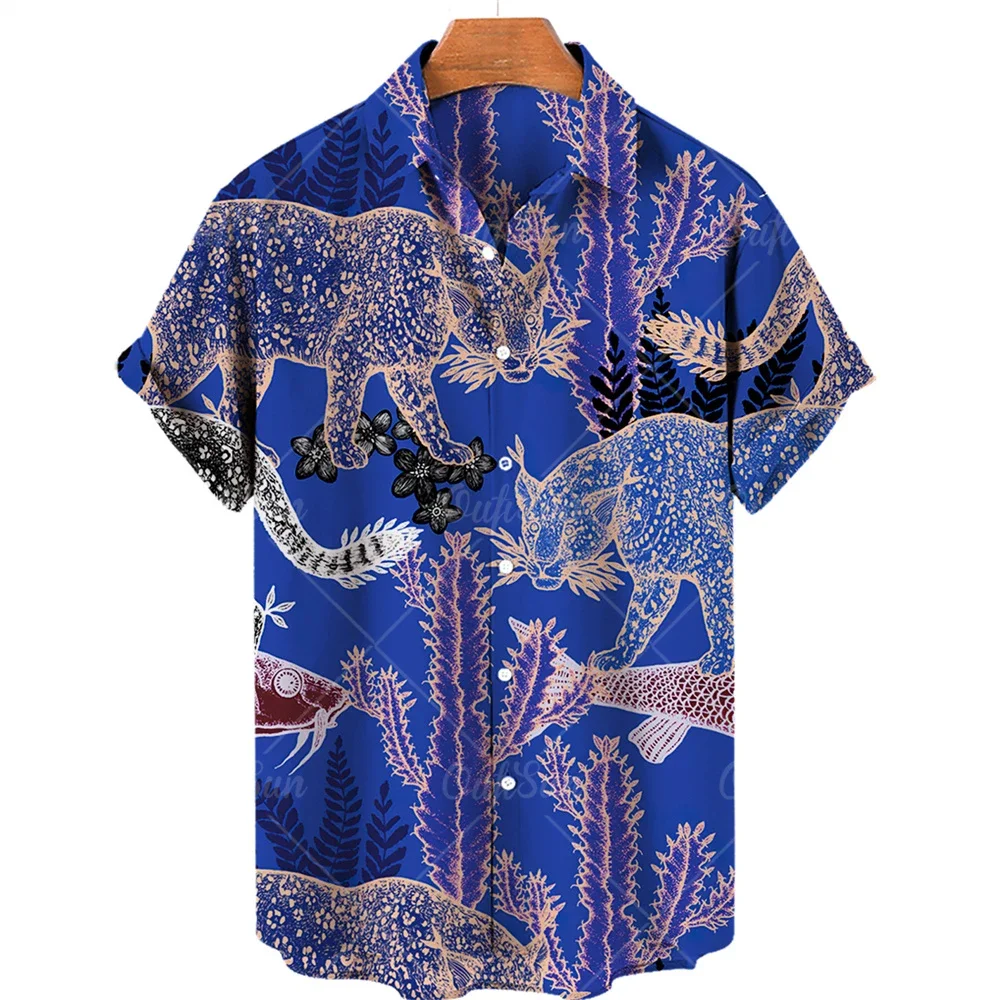 Unisex 2024 Summer Hawaiian Shirts for Men 3d Animal Print Shirt Men Women Animal Print Short Sleeve Loose Breathable Top 5xl