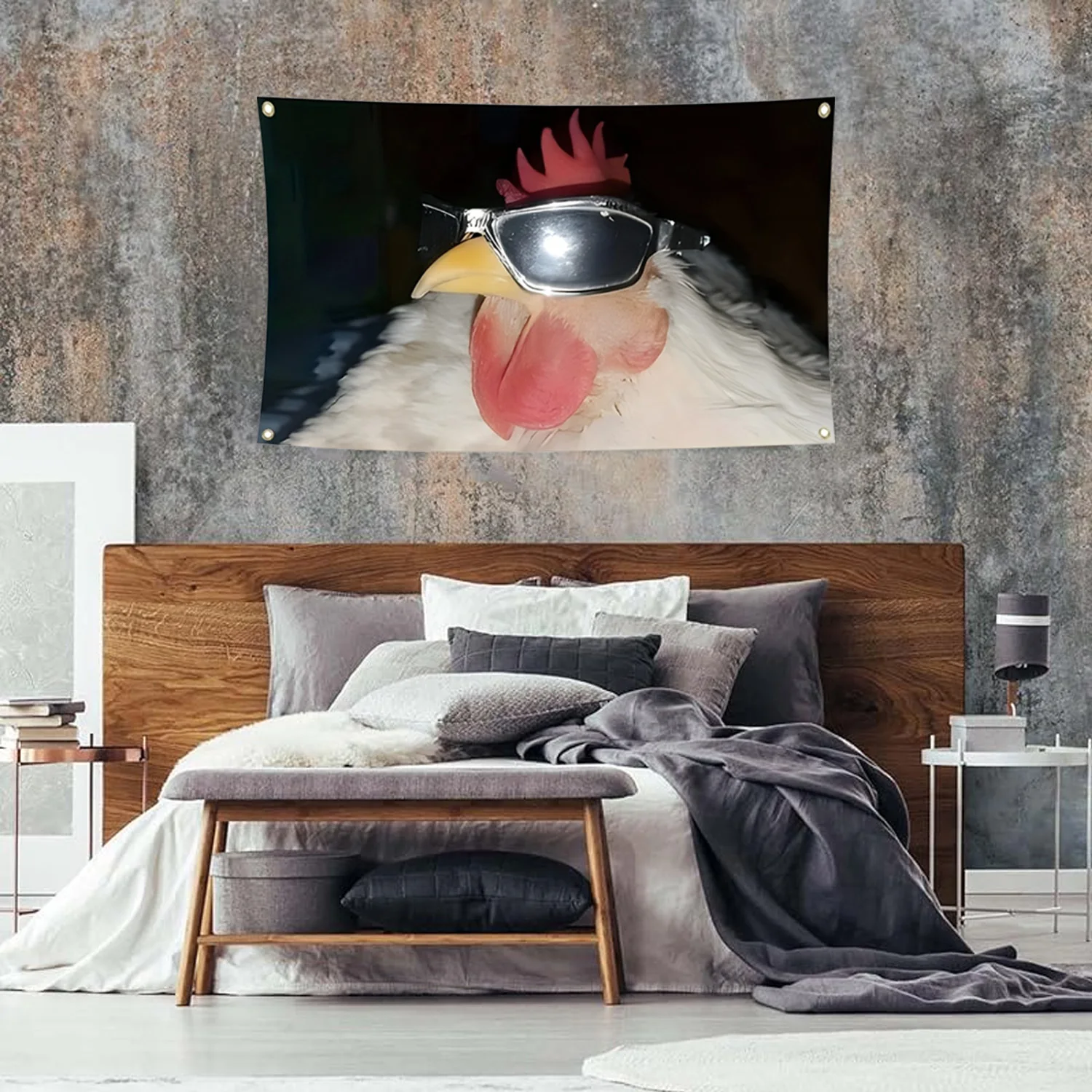 2D FLAT Fun Cool Chicken Hanging Tapestry- 60x90cm/90x150cm Durable polyester Humorous Flag Banner, Ideal as Unique gift