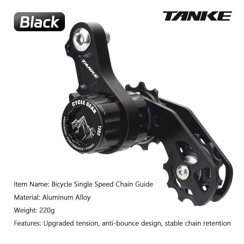 TANKE Single-Speed-Kettenspanner aus Aluminiumlegierung, Dropout-Montage, versiegelte Feder, Anti-Bounce, 20 mm verstellbar, MTB-Fahrradführung TZ02