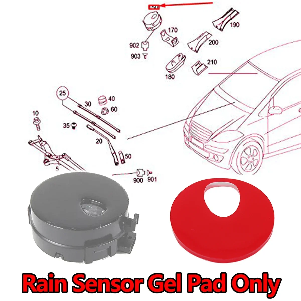 Rain Light Sensor Gel Pad For Renault Mégane II CC Scénic Koleos Adhesive Film Silicone Sticker Windscreen Chip Repair Fix Tape