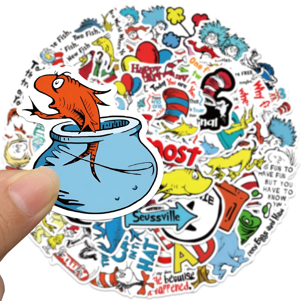 50PCS Doctor Dr. Seuss Graffiti Waterproof Sticker Creative Decorative Decal Refrigerator Skateboard Helmet Guitar Wholesale