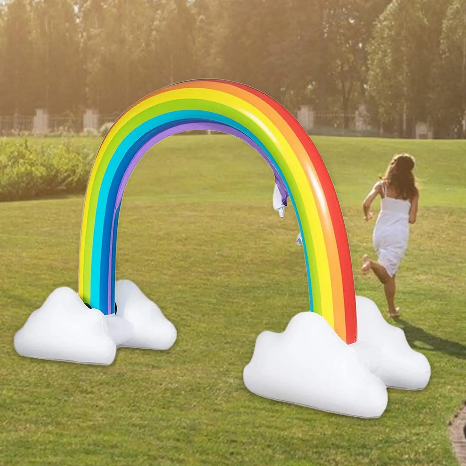 Inflatable Rainbow Arch Sprinkler Novelty Outdoor Lawn Sprinkler Bridge for Children Outside Birthday Parties Adults Beach Games