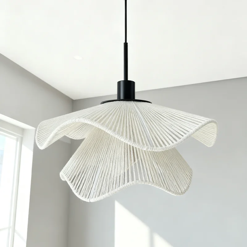 LED E27 Wabi Sabi Style Hemp Rope Pendant Lamp Pendant Light Warm Lights Living Room Bedroom Restaurant Home Decor Lighting
