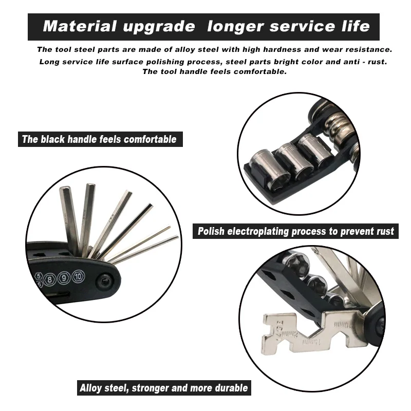 

16 In1Набор инструментов для ремонта велосипедов Мини-складный набор инструментов для ремонта Многофункциональный шестигранный ключ Гайка Ремонт шин Велосипедная шестигранная отвертка