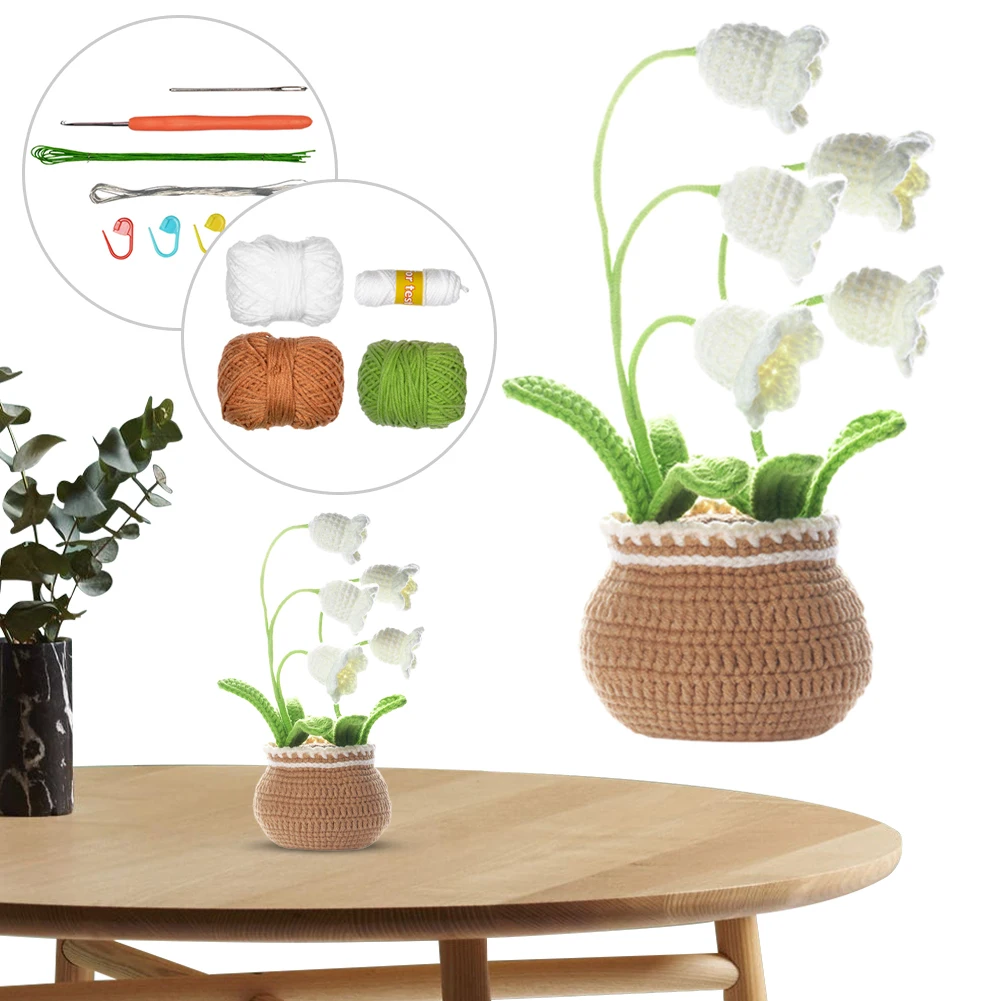 اليدوية زهرة محبوك عدة مع برنامج تعليمي الفيديو بوعاء الزهور الكروشيه عدة الكروشيه الخياطة زهرة عدة DIY بها بنفسك لوازم الحياكة