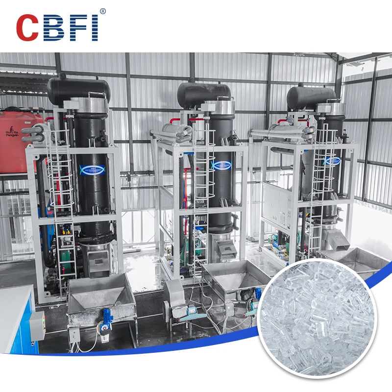 3 Sets 30 Ton Tube Ice Machines Packaged Into Ice Packs For Sale In Indonesia Customer Case
