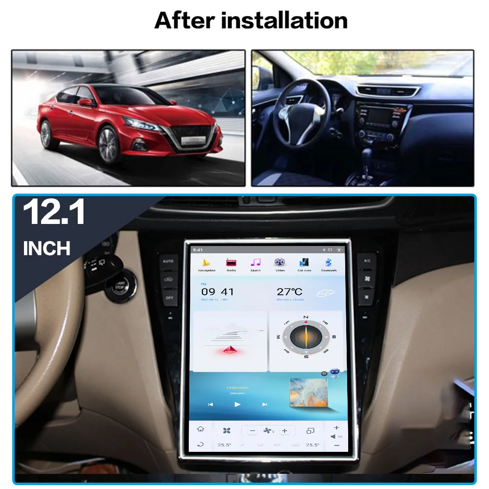 12.1 Inch GPS Navi Car Radio Android 13 Qualcomm Snapdragon For Nissan Qashqai 2013-2018 Multimedia Player 4G CarPlay Head Unit