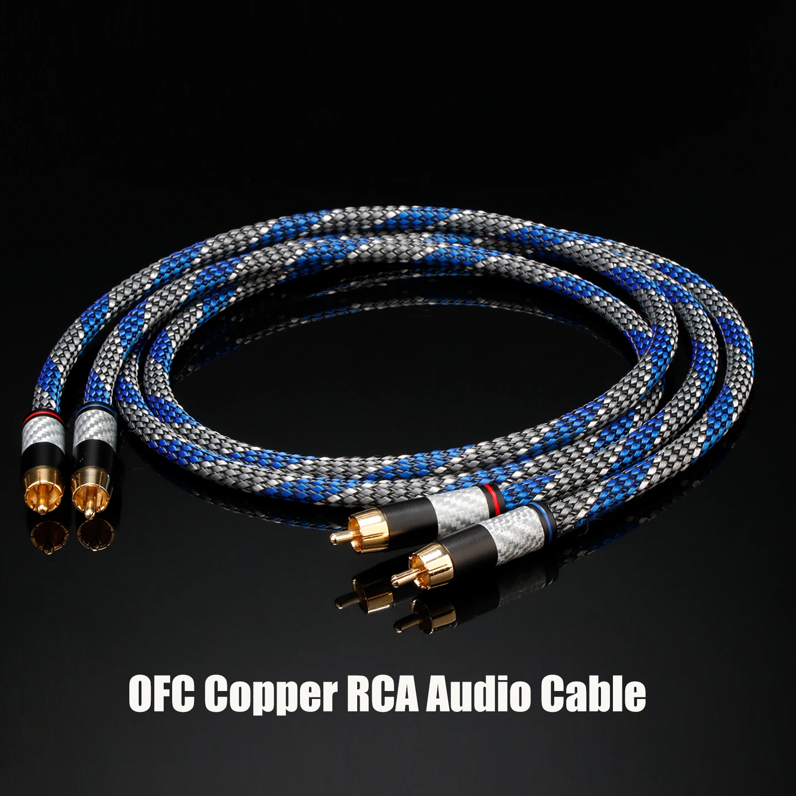 

Pair 2rca to 2rca Interconnector Cable 6N OFC Silver Plated RCA Audio Cable for Home Theater DVD TV Amplifier CD