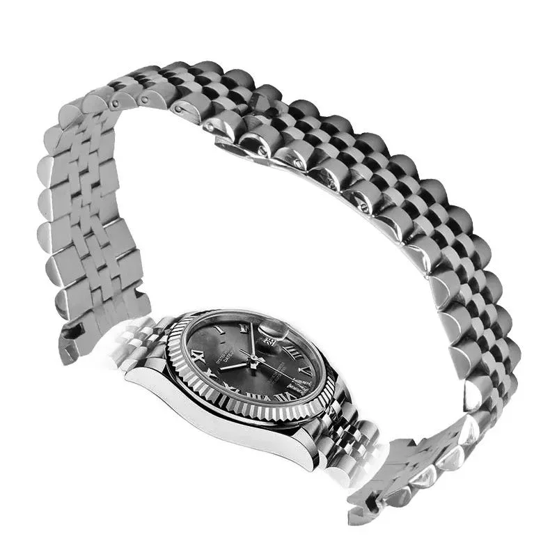 الصلبة الفولاذ المقاوم للصدأ حزام ل رولكس ل اليوبيل حزام الساعات عالية الجودة منحني نهاية حزام معدني 20 مللي متر 21 مللي متر ساعة اكسسوارات الفرقة
