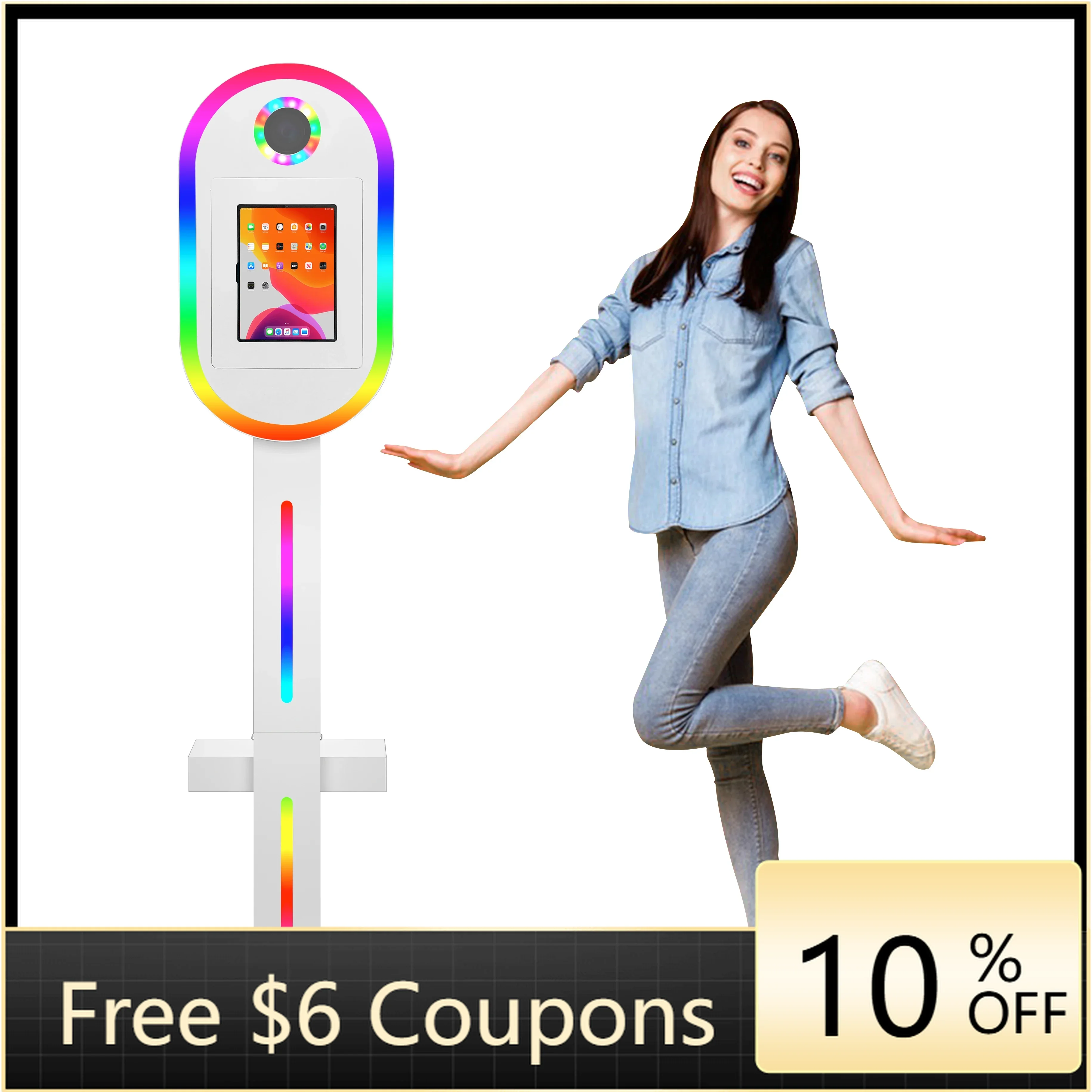 

DZ WJW CJM Advanced products Oval iPad Photo Booth Shell Machine with 10.9/12.9/11 Stand Includes