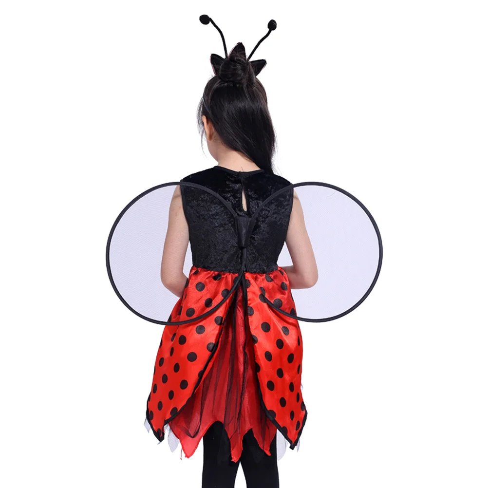 

2 Pcs Ladybug Dress Suit Preschool Event Costume Wings for Kids Costumes Girls Performance