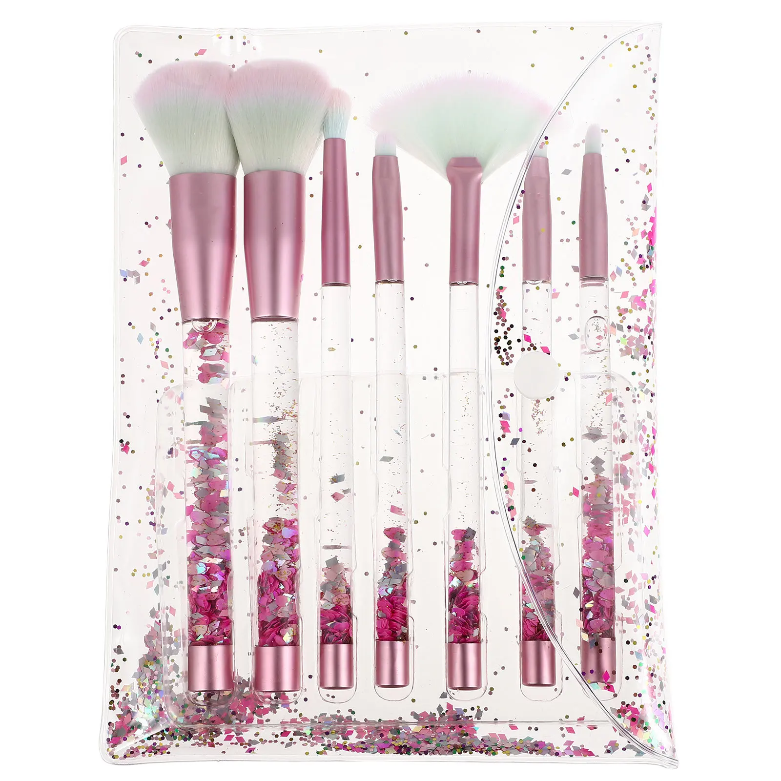 Yellow Crystal Scatter Cone Shape Makeup Brush Set Transparent Handle Portable Professional Kit for Flawless Makeup