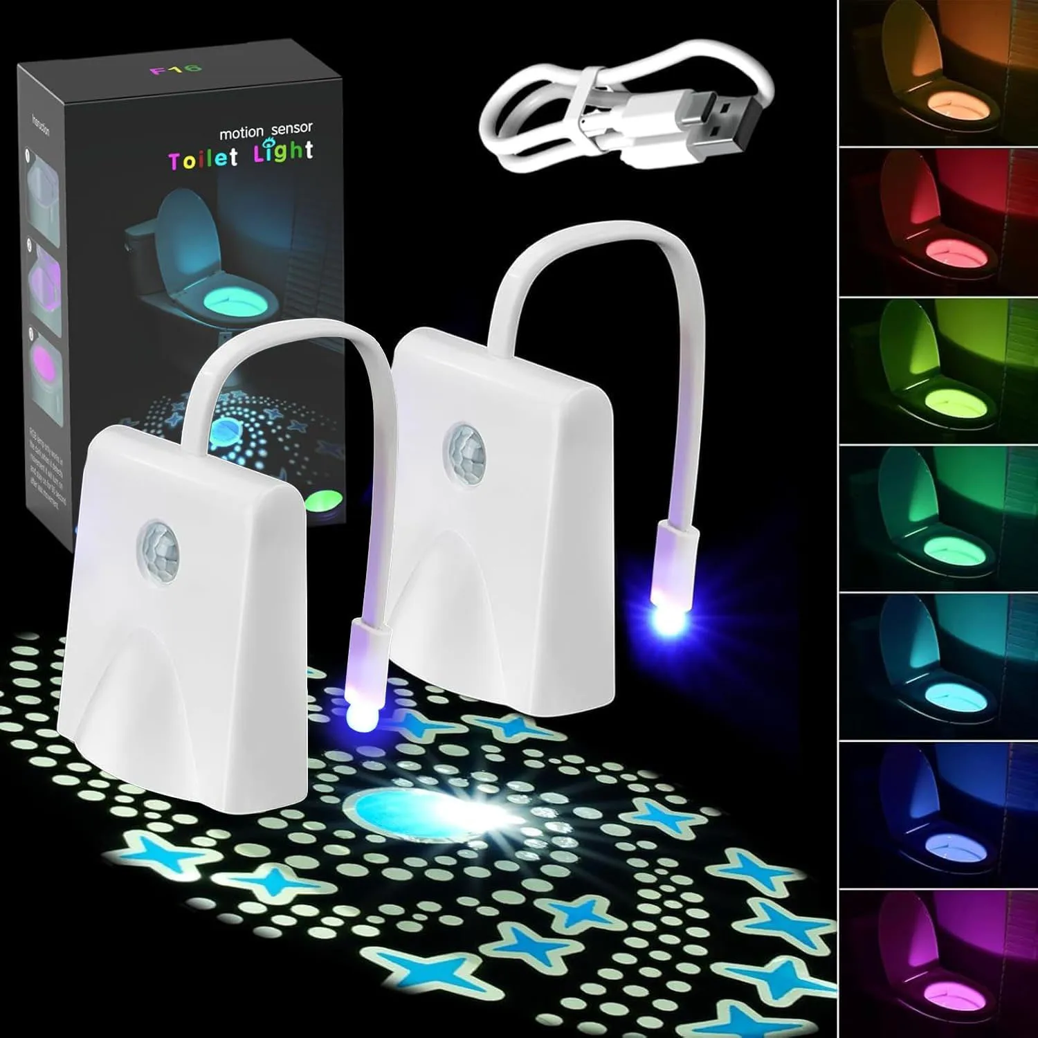 Motion Sensor Night Light Type-C Charging Cable, Rechargeable Warm and White Night Lamp with Magnetic Attachment