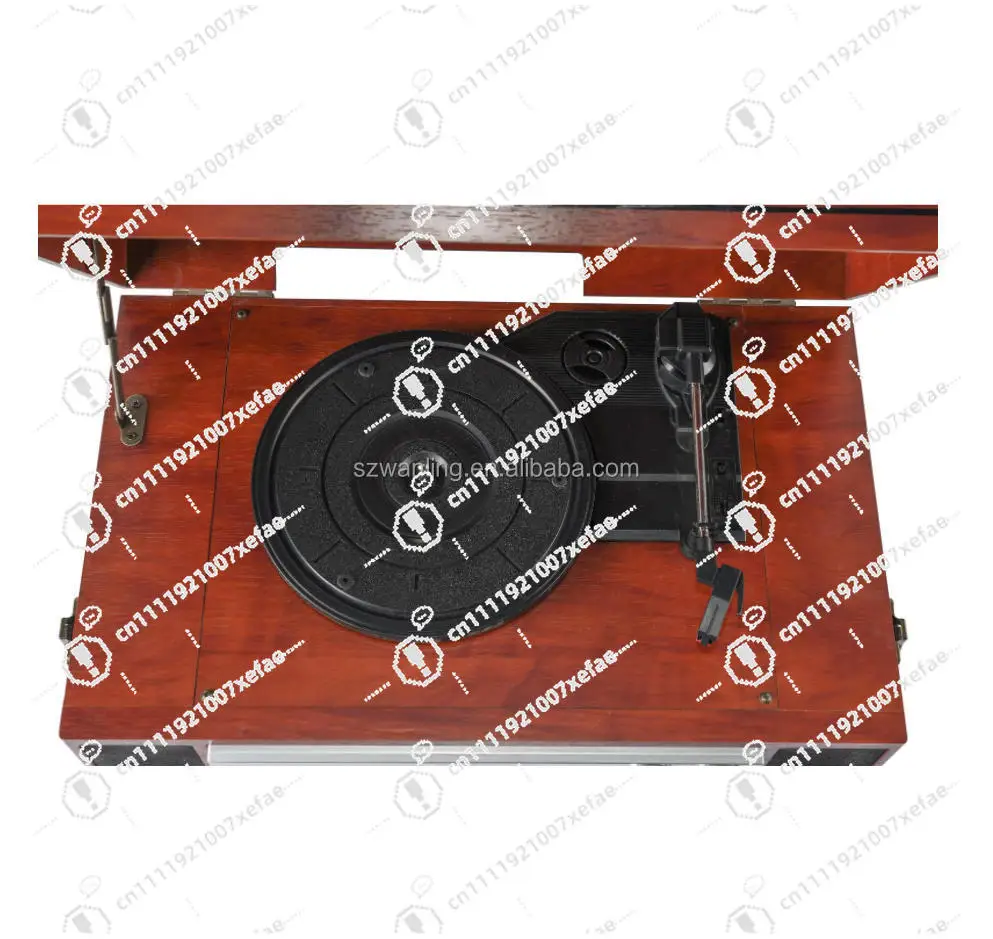 New wooden vinyl player USB CD AM FM radio, Bluetooth vinyl player with speakers