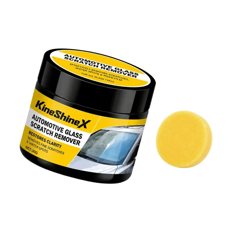 D8KE Vehicle Glass Care Paste for Windshield Use, 30 g Car Glass Cleaner Helps Address Fine Scratches, Oily Film and Water