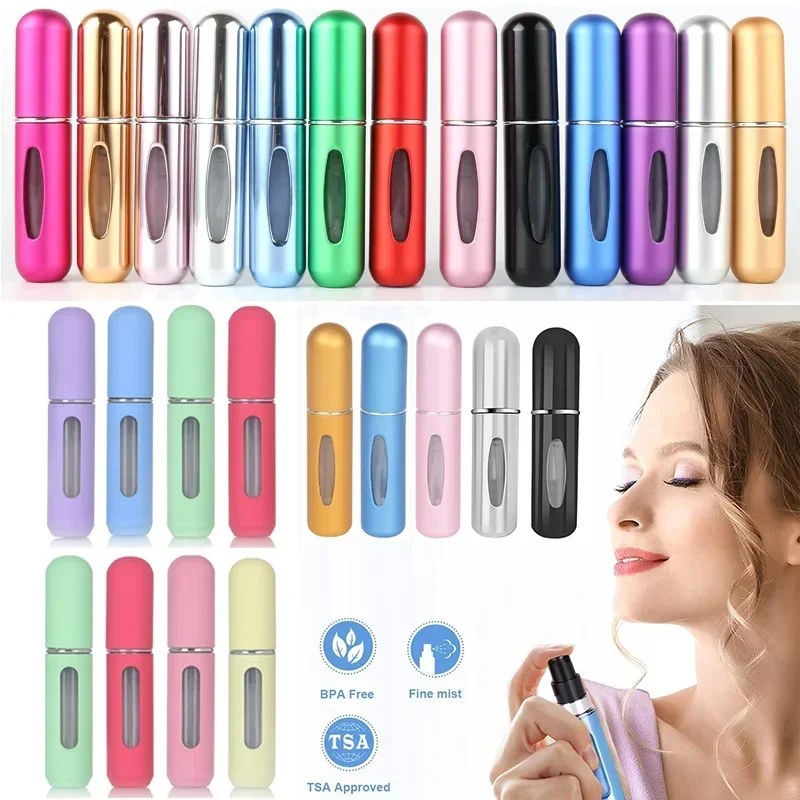 50pcs 5ml Travel Mini Refillable Perfume Bottles Atomizer Portable Spray Bottles Leakproof Refill Dispensers Pump Transfer Tool