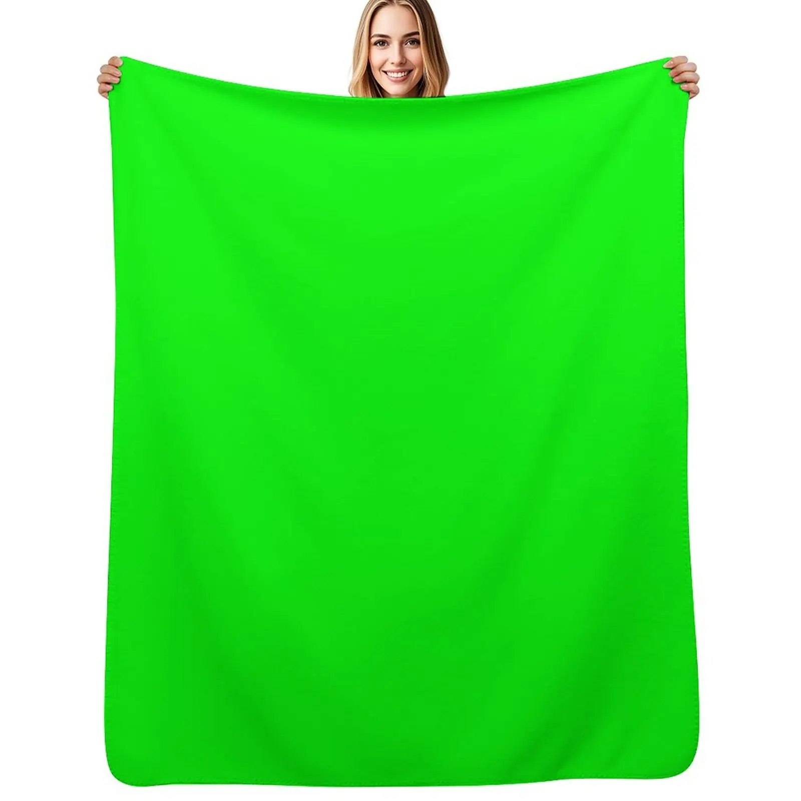 

Neon Green Solid Color Throw Blanket Warm Comfortable Blanket for Office Napping