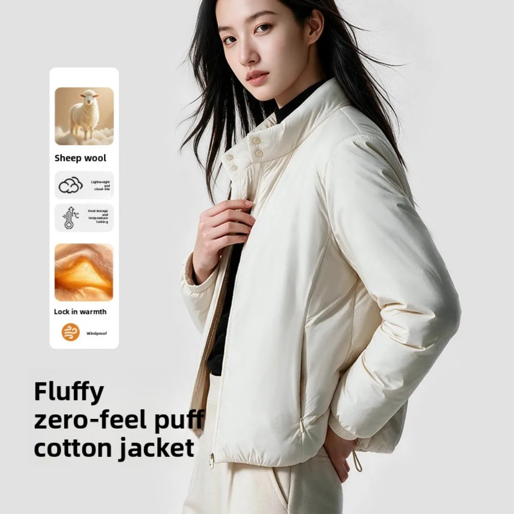Ultra-light Cloud Puff Cotton Clothes Women's Short Stand-up Collar Wool Warm Jacket Cotton New Bread Versatile Winter Coat
