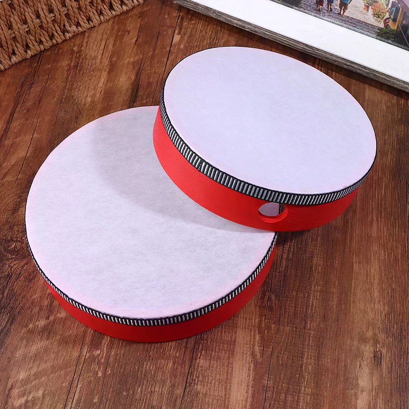 Kids Wooden Hand Drum Music Percussion Instrument Red Handheld Percussion Hand Drum Educational Toys Hand Beat