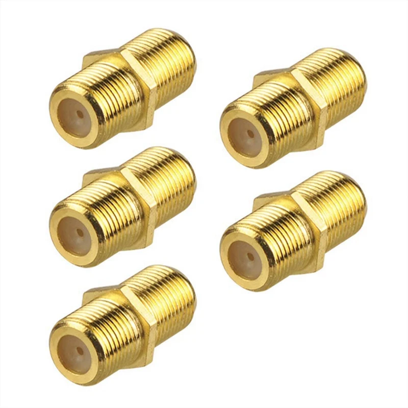 5Pcs RG6 F-Type Gold Plated Adapter  Female To Female Coax Cable Extender For TV Cables