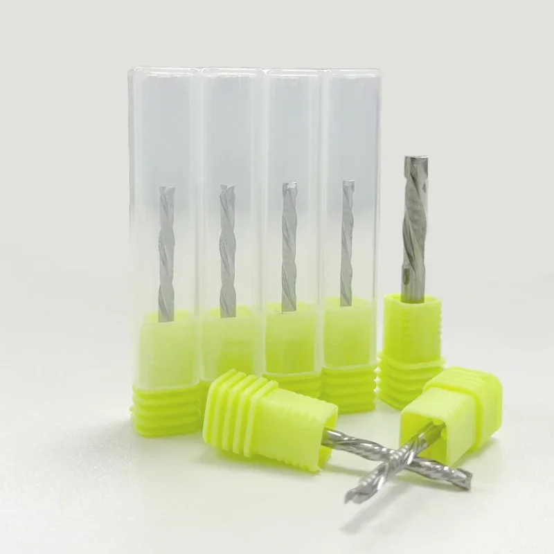 10Pcs 3.175 4 6mm UP And DOWN Cut Two Flutes Spiral Carbide Mill Tool Cutters for CNC Router Compression Wood End Mill Cutter