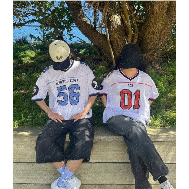 

2026 One Piece Anime Luffy Zoro T-Shirt 3D Short-sleeved Football Men's Casual Cosplay Loose Kid Breathable Sports Jersey Gift