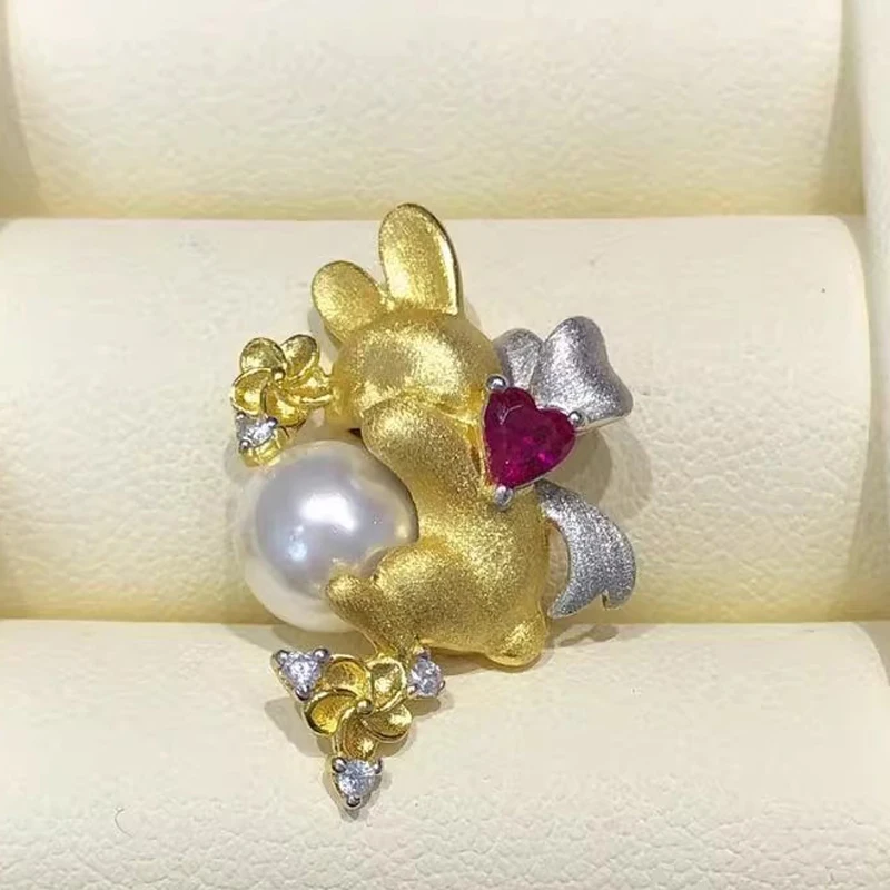 

MeiBaPJ 8 мм натуральный жемчуг модный кулон с кроликом из стерлингового серебра 925 пробы держатель изысканные свадебные украшения для женщин