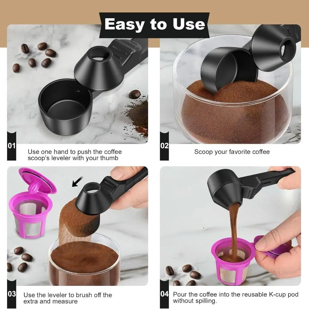 Durable No Spill Coffee Scoop Reusable Sliding Protein Powder Spoon Spoon Funnel for Milk&Supplements