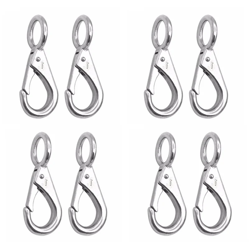 

A48P-8 шт., нержавеющая сталь 316, жесткая нагрузка с фиксированной проушиной, пружинный зажим, карабин, морская фурнитура, аксессуары для лодок