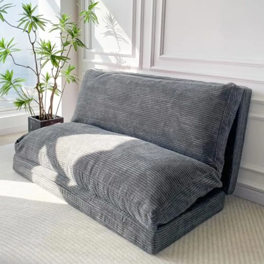 Folding Sofa Bed Extra Thick and Long Floor Sofa Convertible Sleeper Chair with Washable Cover Floor Couch Lounge Bean Bag Bed