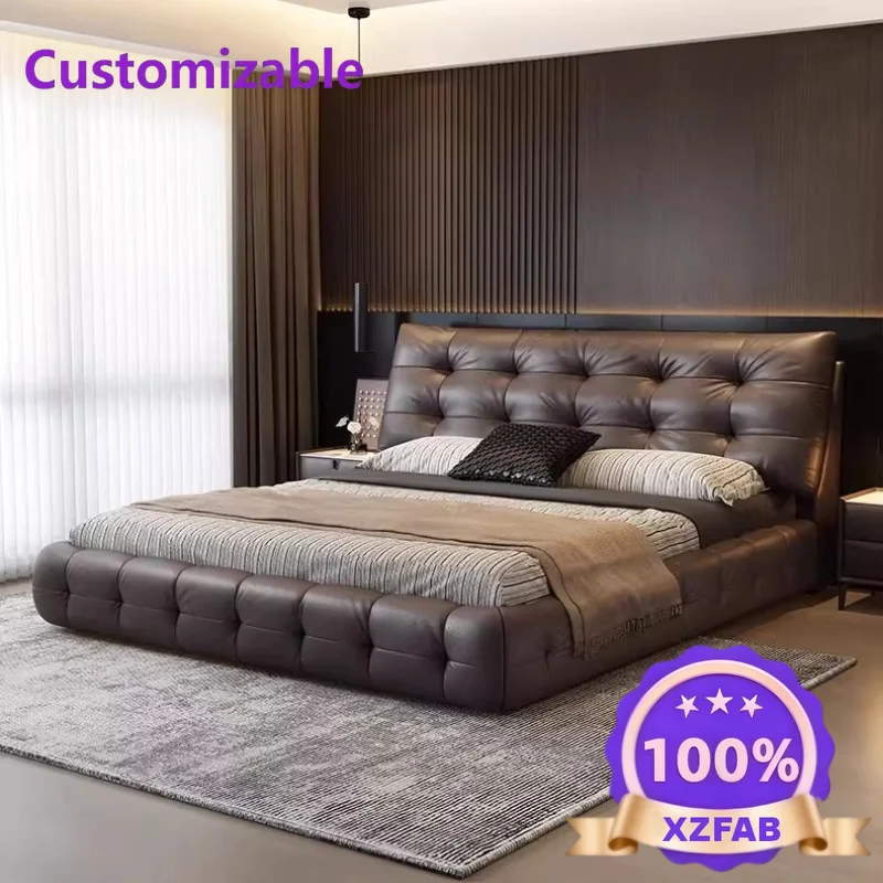 Factory Direct 2026 Home Luxurious modern leather bed frames 150x200 180x200 200x220 cm Double bed 2 people queen bedroom beds f
