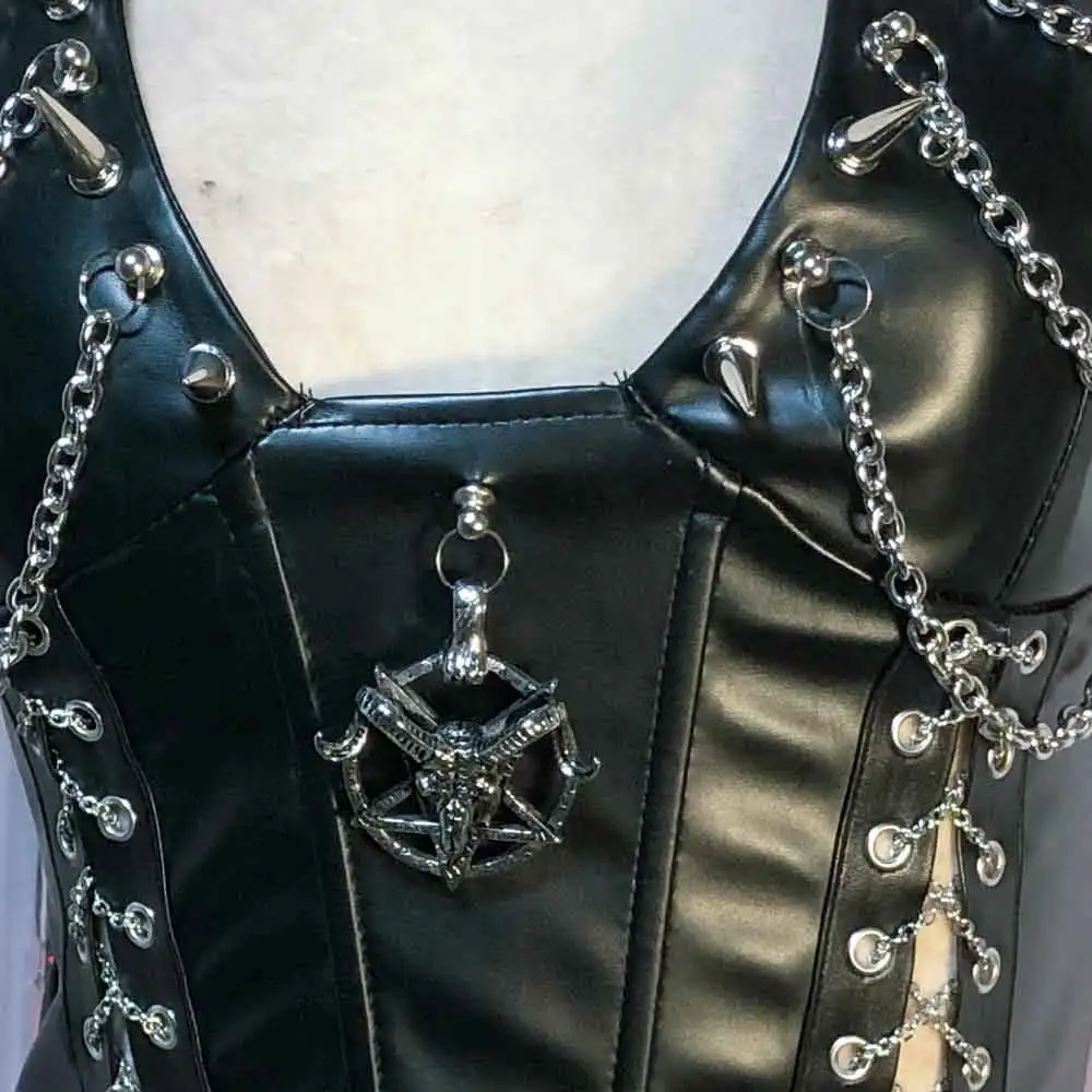 

Emo Teen DIY Kawaii Grunge Hand Made 90s Goth Studded Rivet Eco Digital Punk Rock Chain Gothic Tank E-Girls Harajuku Y2K TOPS