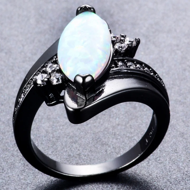 New Black Gold Horse Eye Australian Treasure Set with Three Small Diamond Rings, Simple and Personalized Jewelry Accessories