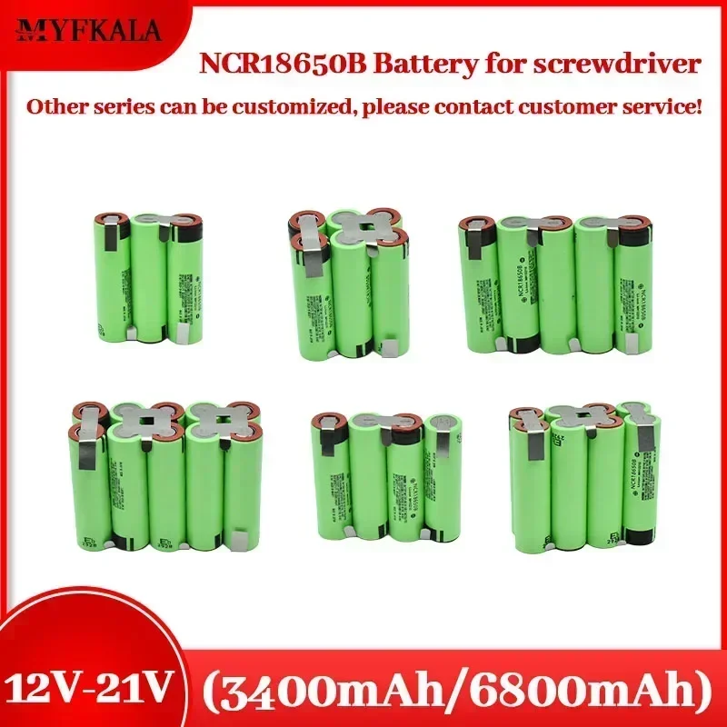 

100% original NCR18650B 12V 16.8V 21V battery pack(3400mAh-6800mAh)20A discharge current, suitable for Shula screwdriver battery