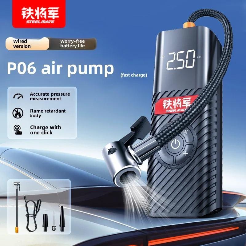 STEELMATE P06 12V Corded Car Air Compressor - Precise Digital Tire Inflator for Car Moto Bike Camping Equipment