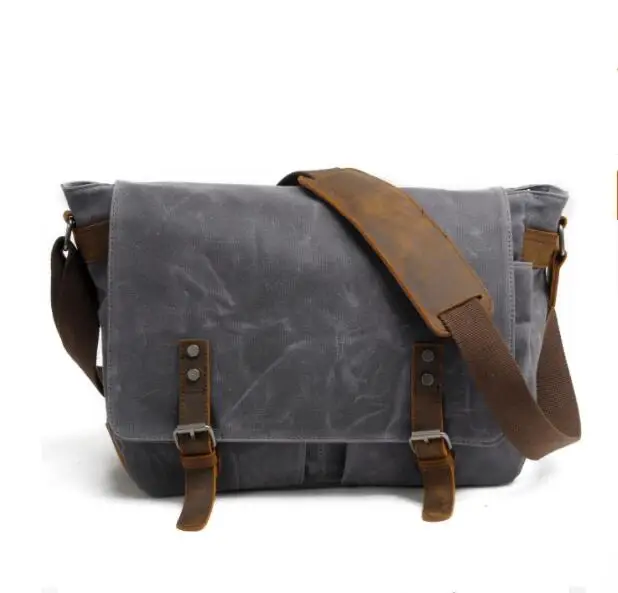 Bolso multifuncional de lona encerada gruesa para hombre, bandolera de hombro, Retro, informal, para cámara SLR, nueva moda