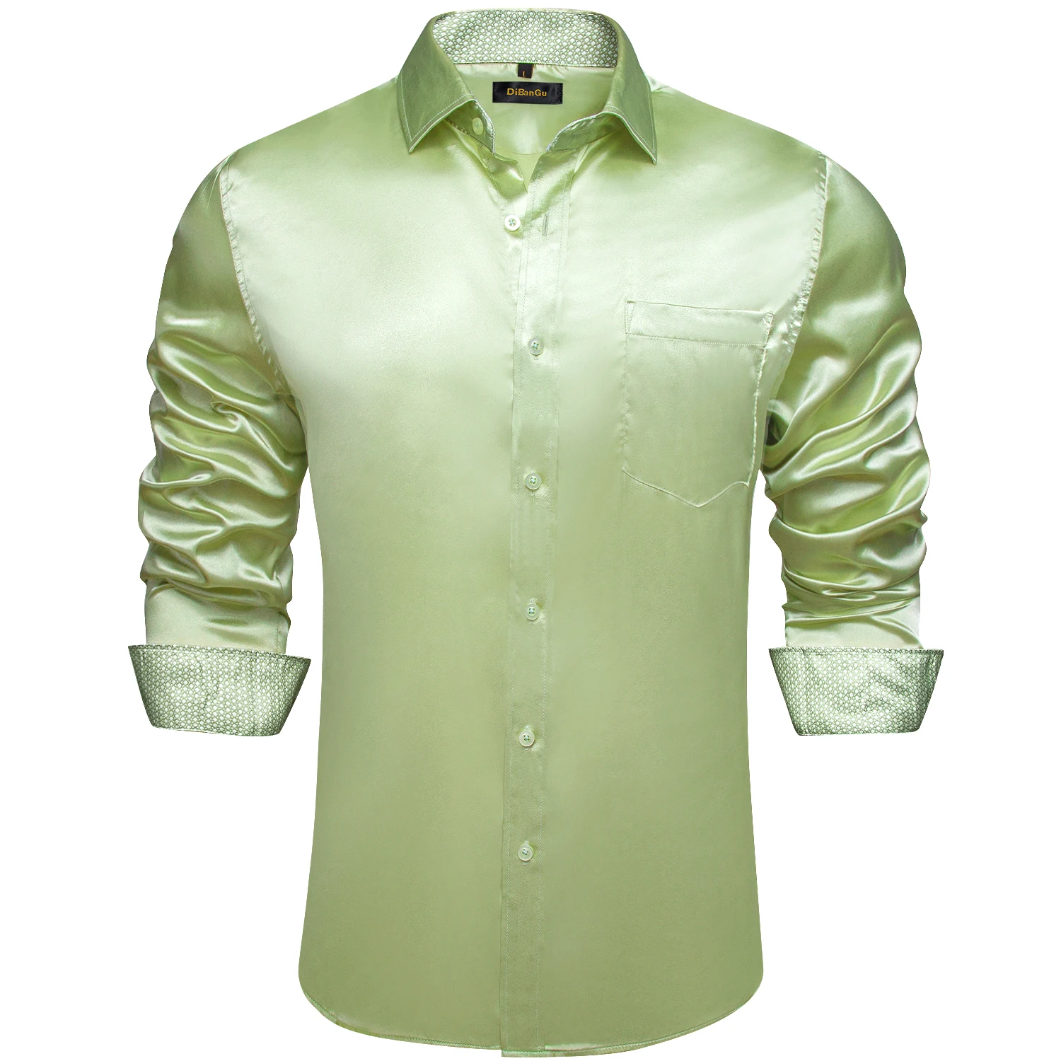 Sage Green Designer Stretch Satin Tuxedo Shirts with Ties Wedding Party Prom Luxury Long Sleeve Top Dress Shirt Men Clothing