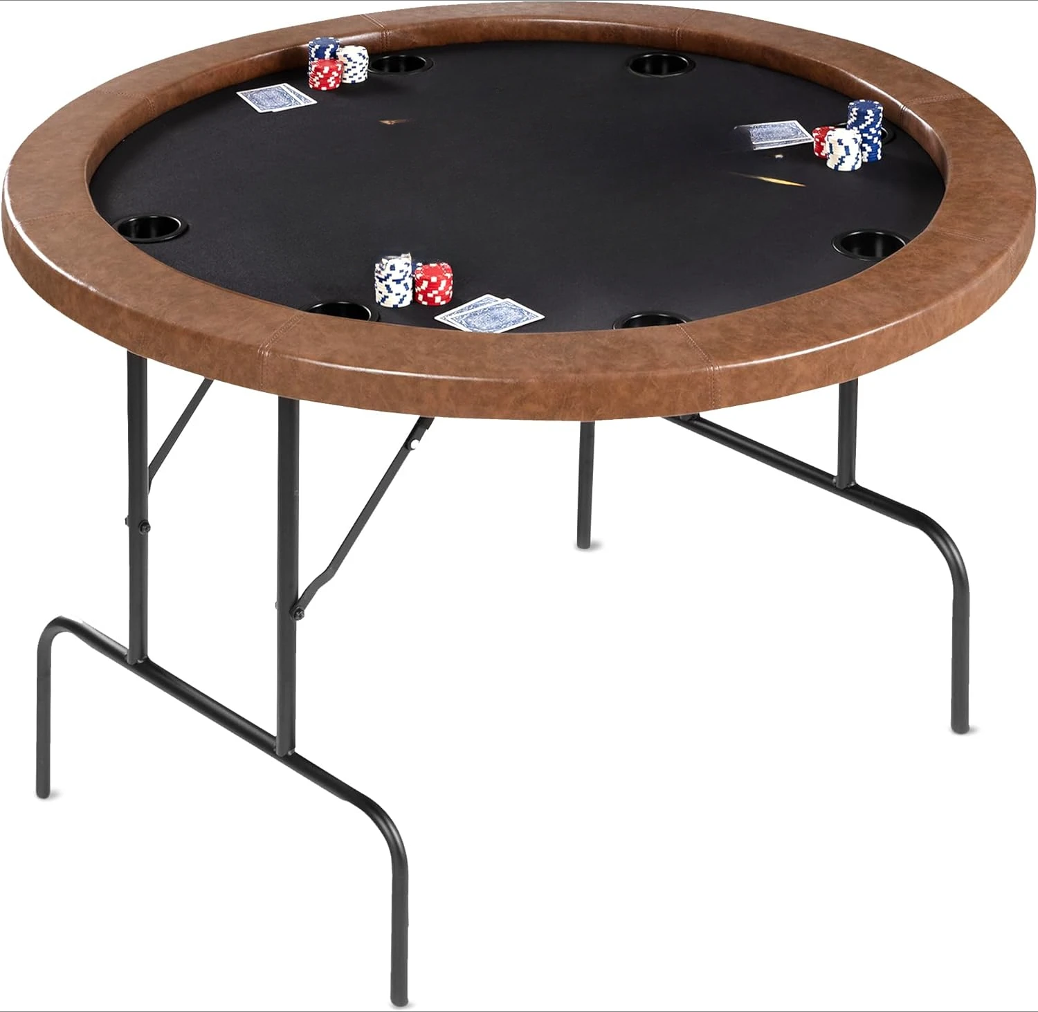 

Круглый складной покерный стол Player — дизайн премиум-класса для казино, коричневая войлочная поверхность, водостойкая направляющая, 8 подстаканников