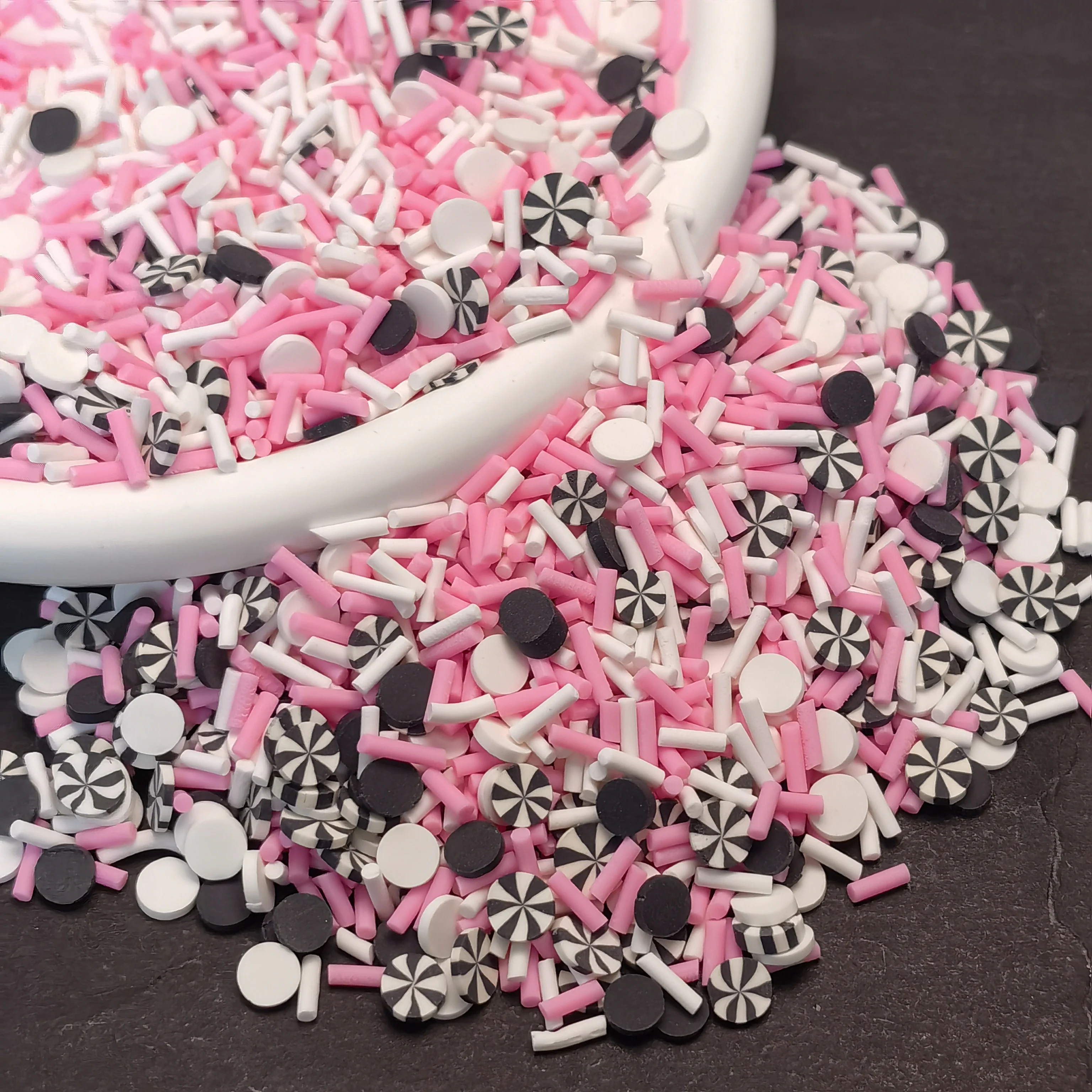 DIY Craft Slime Sprinkles Resin Black Round Peppermint Mix Polymer Clay Sprinkles Slices