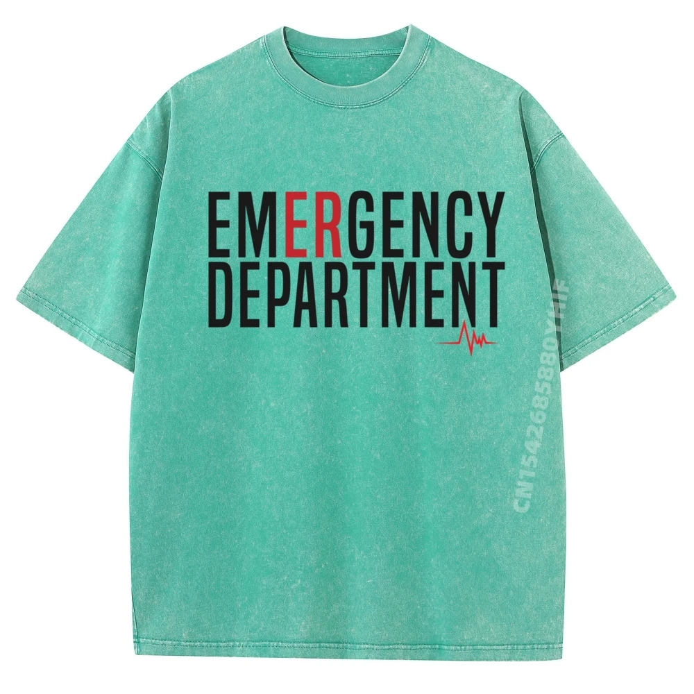 

Slogan Tops Tees Special Graphic Shirts Female T-shirt Man Vintage Emergency Department Emergency Room Casual Washed Shirt