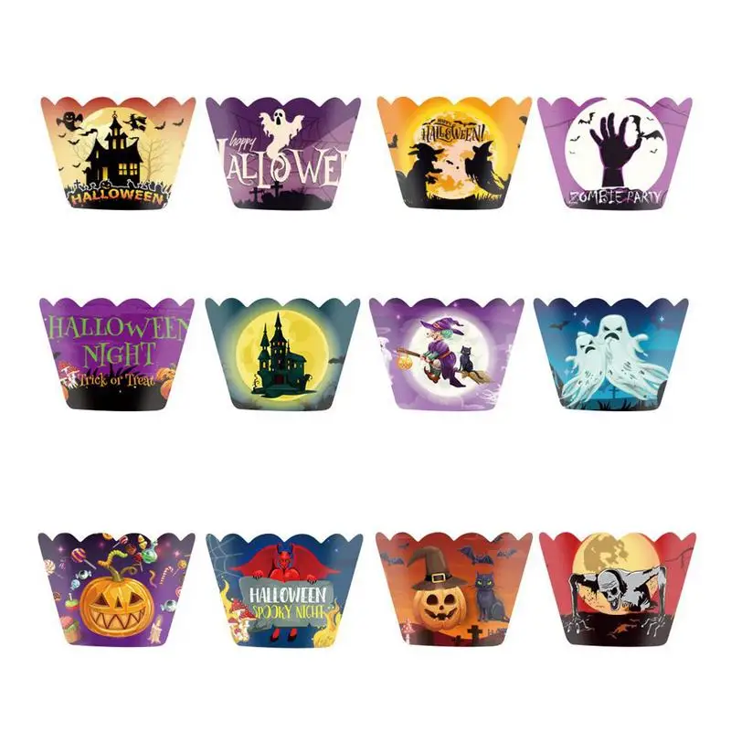 

Halloween Paper Cupcake Liners 12PCS Halloween Theme Muffin Cupcake Liners Party Supplies Cupcake Papers Muffin Wrappers For