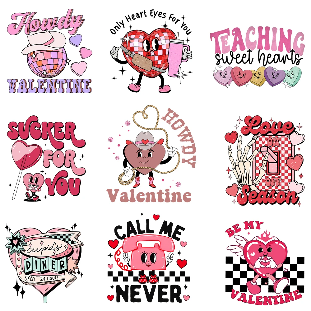 Valentines Patches for Clothes Heat Transfer Sticker Valentine Design DIY Apparel Sewing Supplies Iron on Patches for Clothes