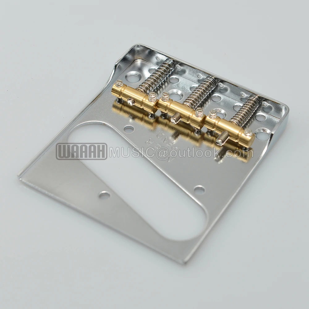 Vintage Chrome Guitar Bridge Brass Saddle Bridge For Tele Guitar with logo for Electric Guitar Parts Accessories