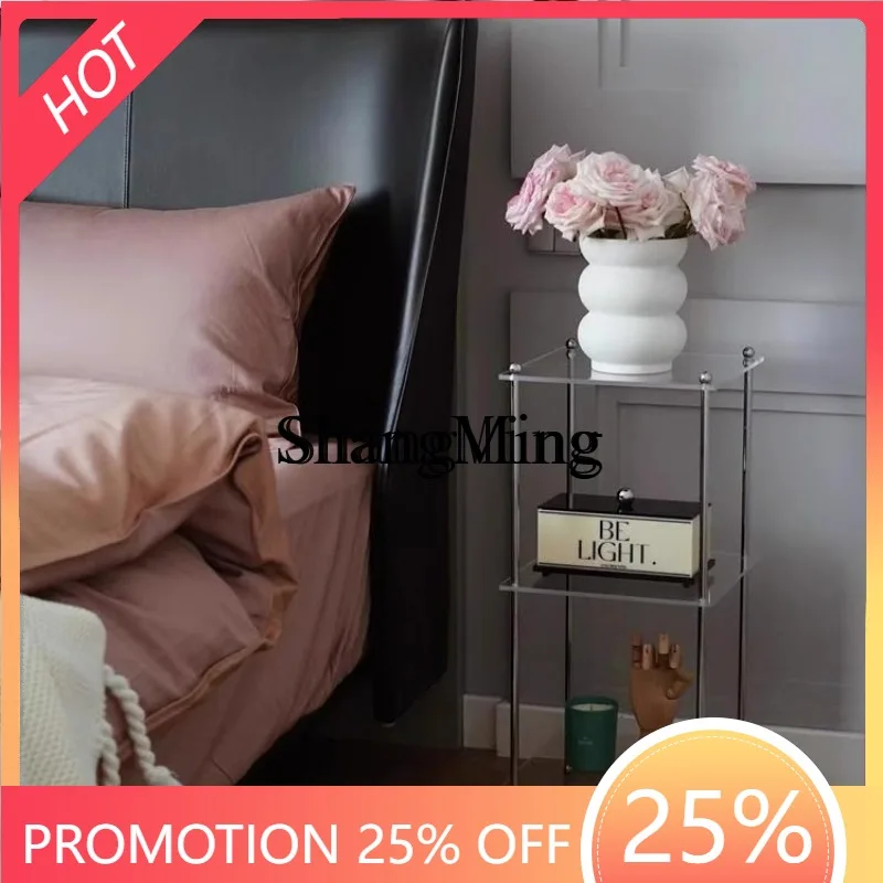 SM new acrylic mobile trolley simple bedside table sofa side few storage multi-layer shelves