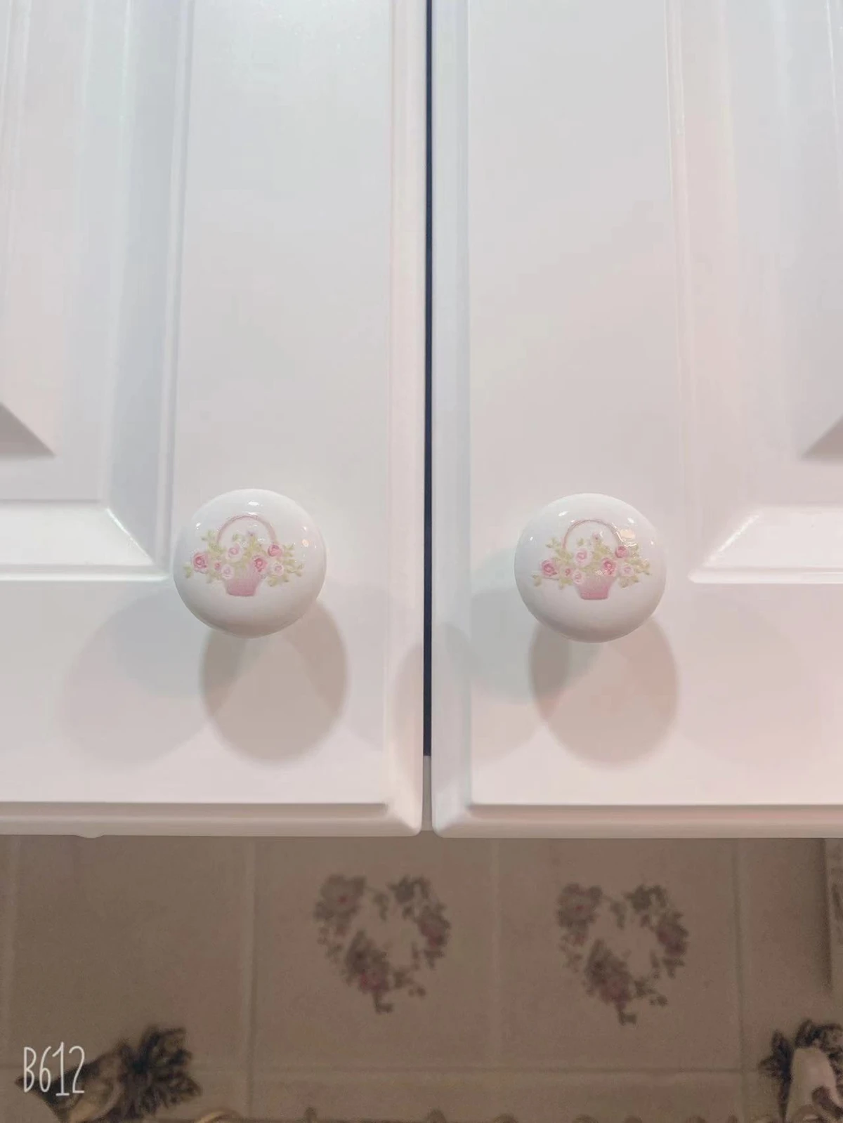 Flower Wardrobe Cabinet Round Stainless Steel Drawer Handle European Mushroom Type Porcelain White Single Hold Handle